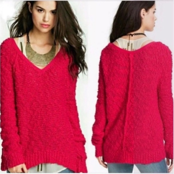 Free People Sweaters - Free People Womens Songbird V-Neck Sweater Size Medium Raglan Sleeve Oversized